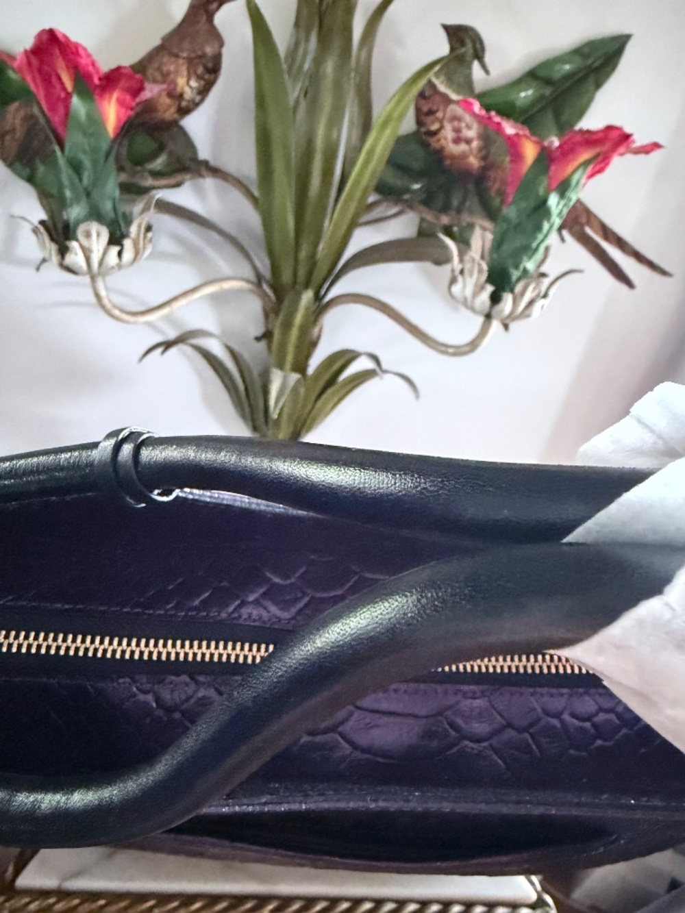 💜🤩 NWT Brahmin Ultraviolet Altair Elaine Handbag Purple Black Snake Studs 🤩💜 - Picture 8 of 16